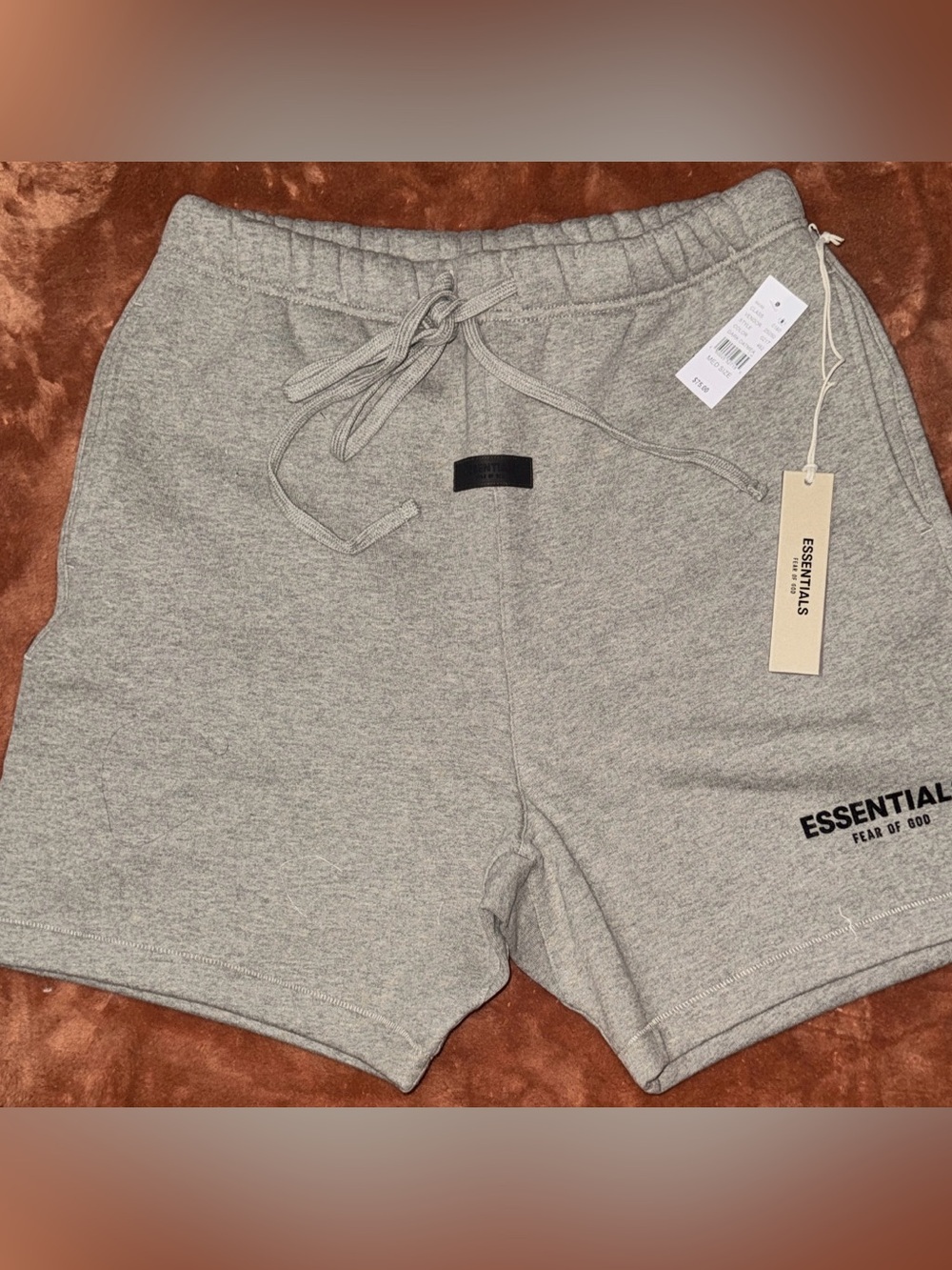 Essentials Men’s Dark Oatmeal Athletic Drawstring Shorts Small